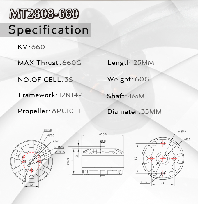 Emax Brushless Motor MT2808 for Multicopter